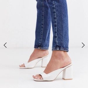 RAID Constance square toe mule sandals in white